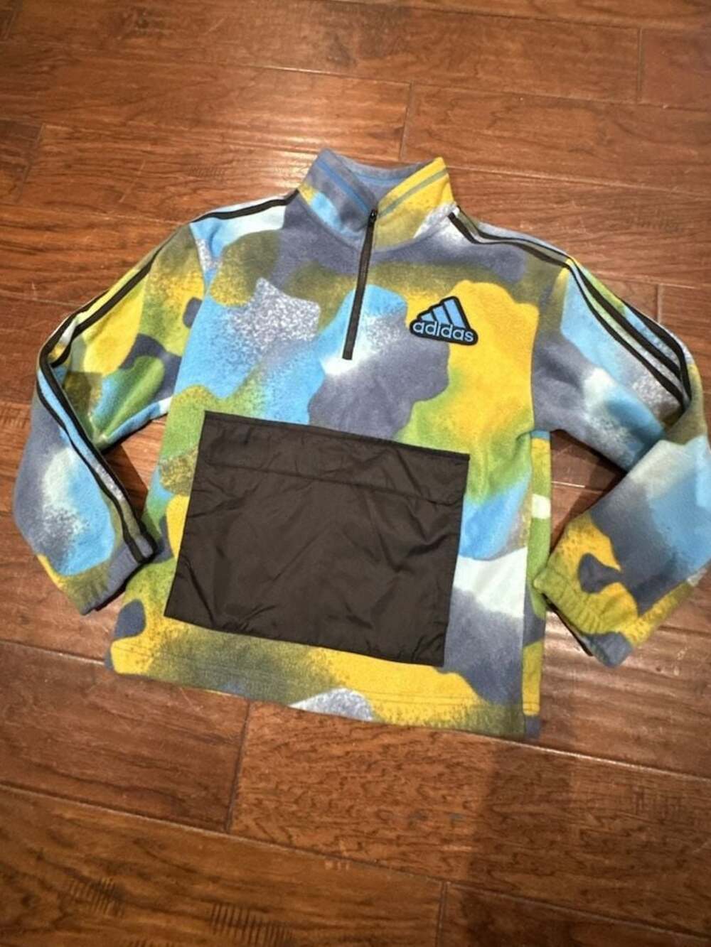 Adidas Youth Size 10/12 Multi-Color Camo Print 1/4 Zip Fleece Pullover
